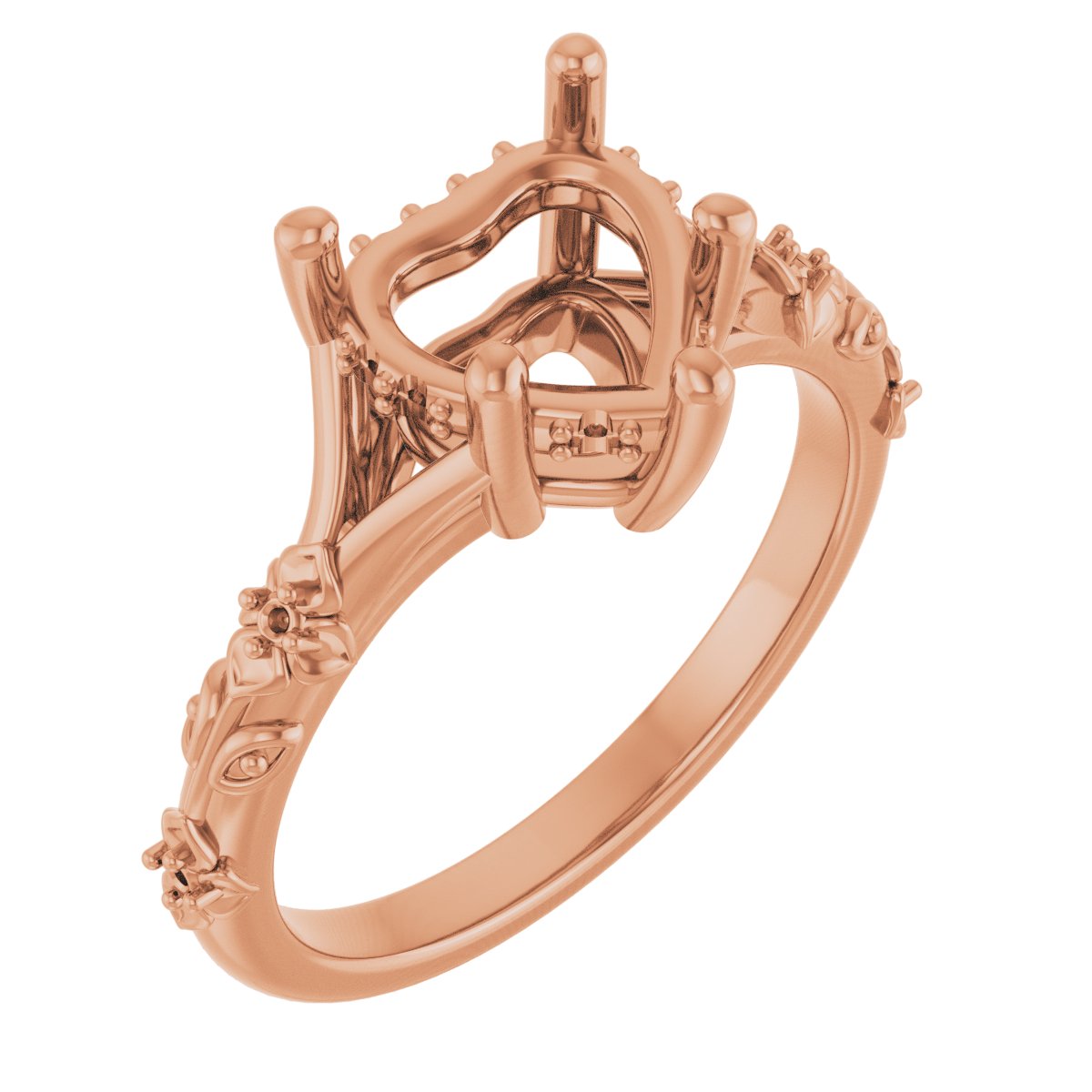 Accented Floral Engagement Ring
