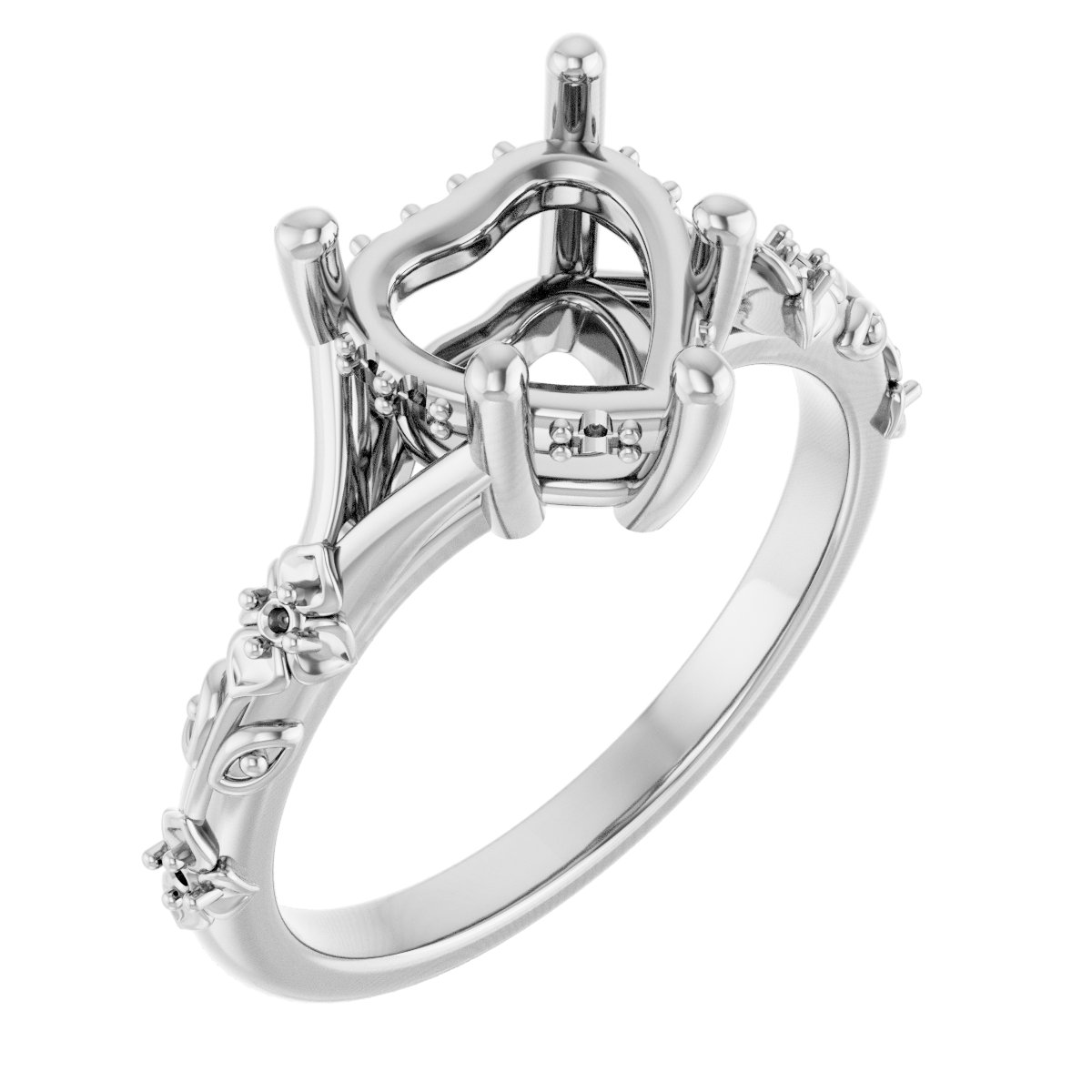 Accented Floral Engagement Ring