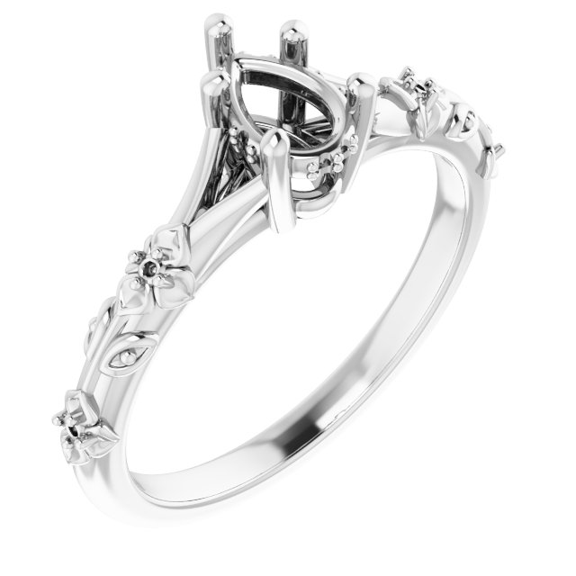 Accented Floral Engagement Ring