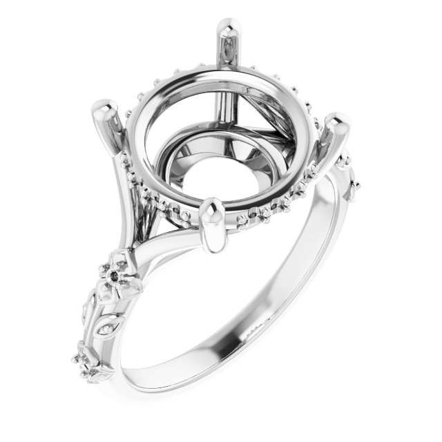 Accented Floral Engagement Ring