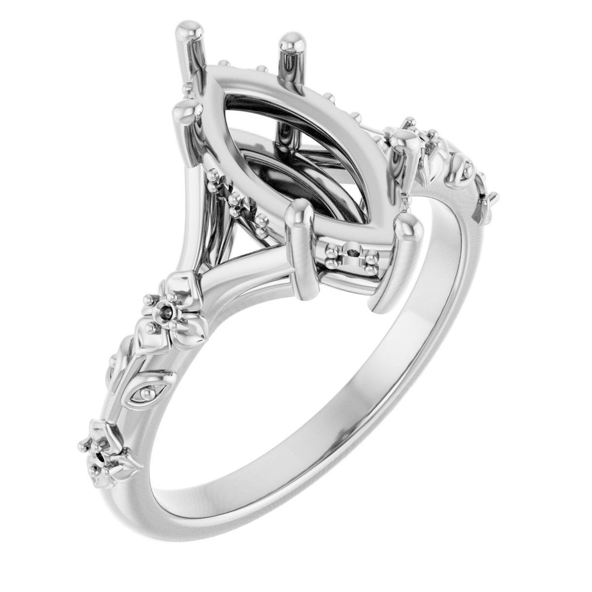 Accented Floral Engagement Ring