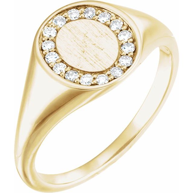 14K Yellow 1/6 CTW Natural Diamond Halo-Style Signet Ring