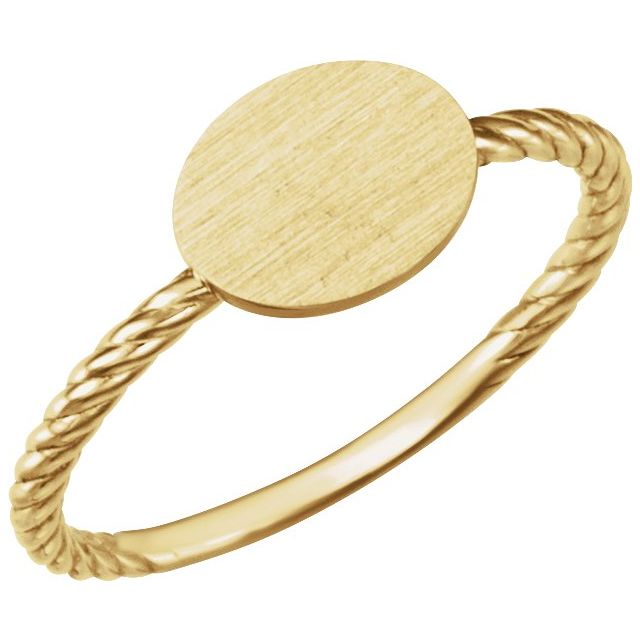 14K Yellow Oval Engravable Rope Ring