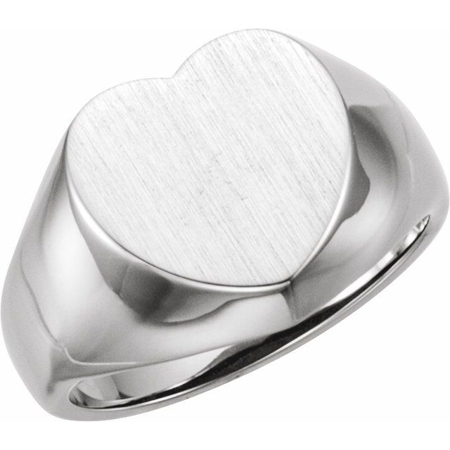 Sterling Silver 12x12 mm Heart Signet Ring