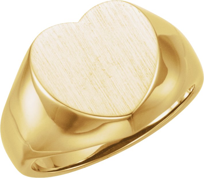 14K Yellow 12x12 mm Heart Signet Ring