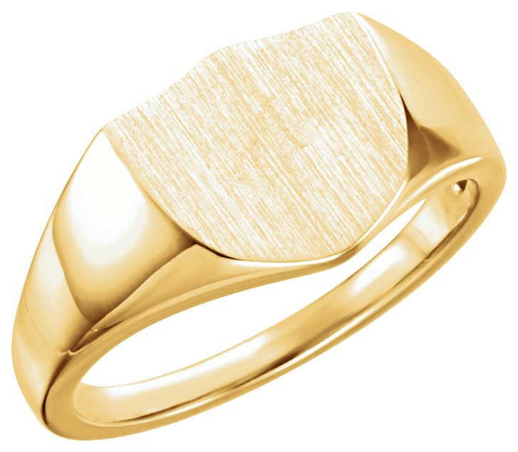 14K Yellow 11 mm Shield Signet Ring