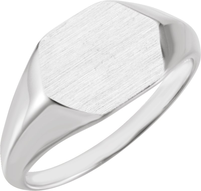 14K White 12x10 mm Geometric Signet Ring