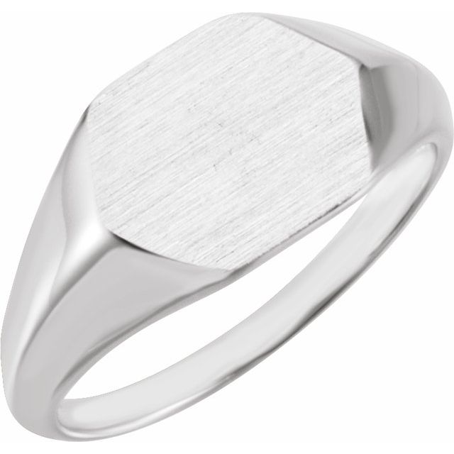 Platinum 12x10 mm Geometric Signet Ring