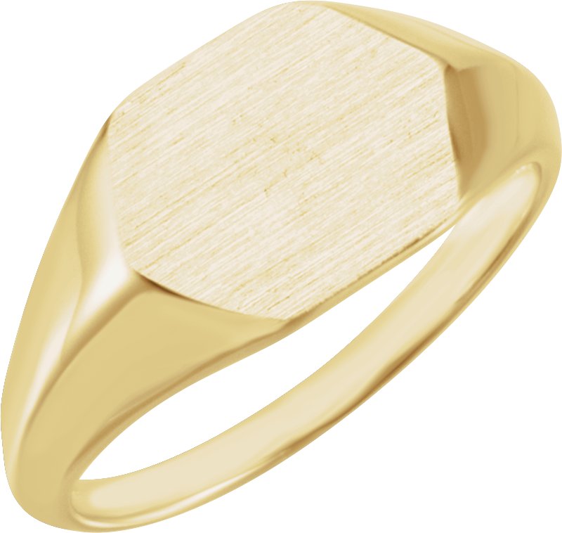 14K Yellow 12x10 mm Geometric Signet Ring