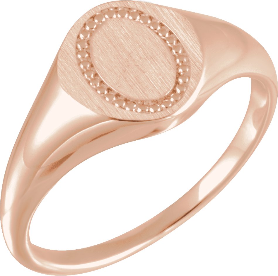 Oval Beaded Signet Ring