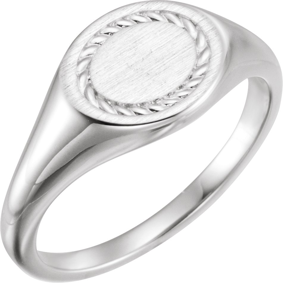 10.8x9.25 mm Oval Rope Signet Ring view 6