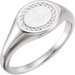 Platinum 10.8x9.25 mm Oval Rope Signet Ring