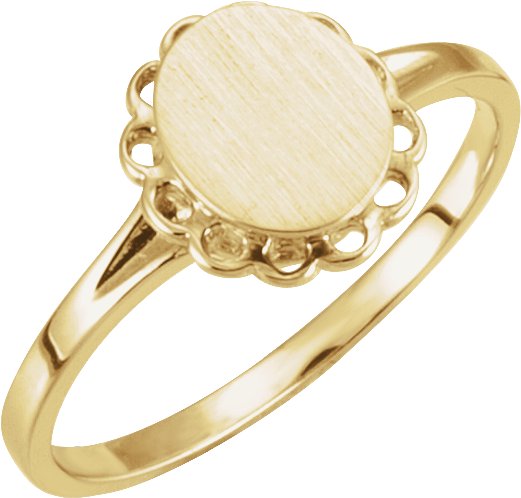 14K Yellow 8x6.7 mm Oval Signet Ring