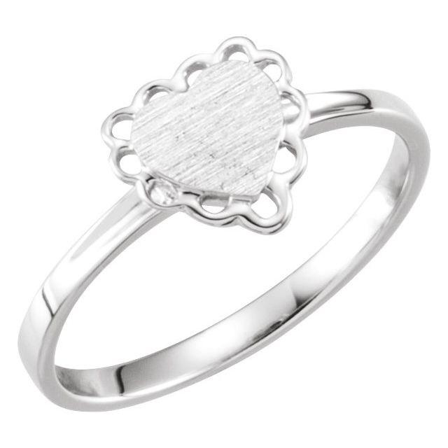 Sterling Silver 7x6 mm Heart Signet Ring