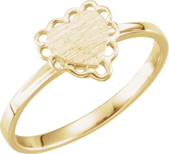 Scalloped Heart Signet Ring