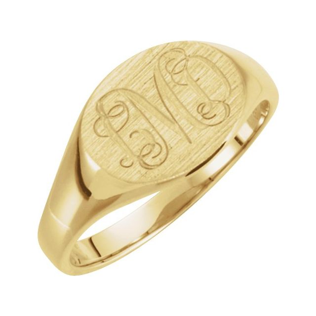 10K Yellow 12x9 mm Oval Signet Ring 