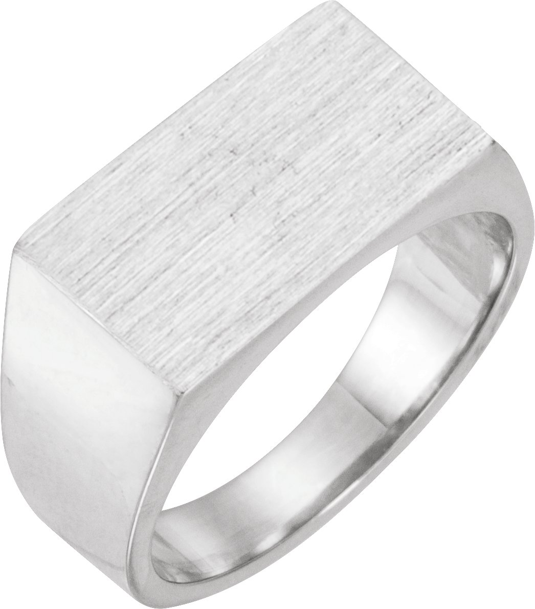 14K White 15x9 mm Rectangle Signet Ring