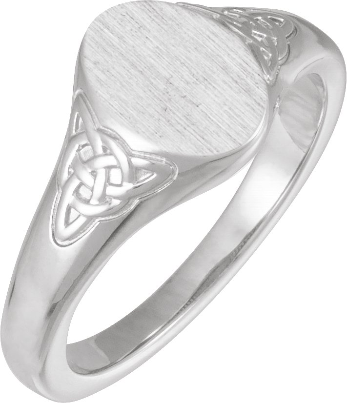 Sterling Silver Engravable Oval Celtic-Inspired  Signet Ring