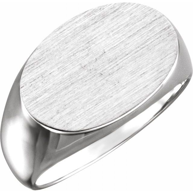 Platinum 18x12 mm Oval Signet Ring