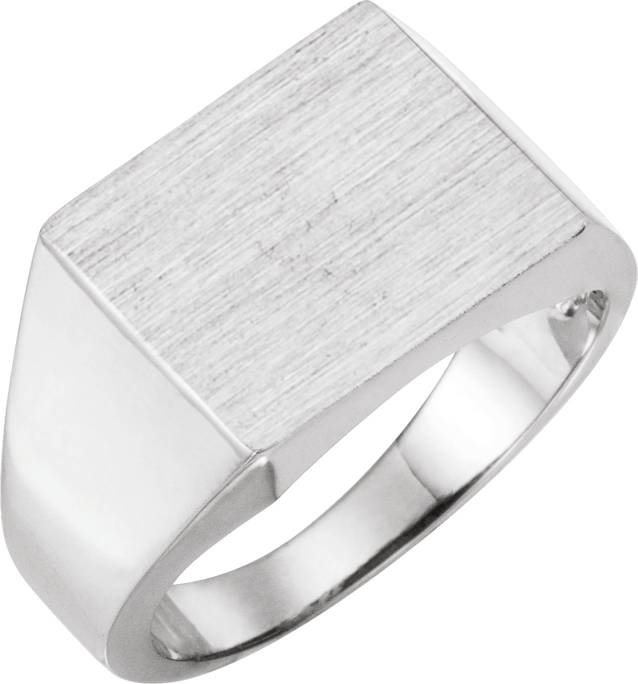 14K White 13.5x13 mm Square Signet Ring - 9125:8578:P