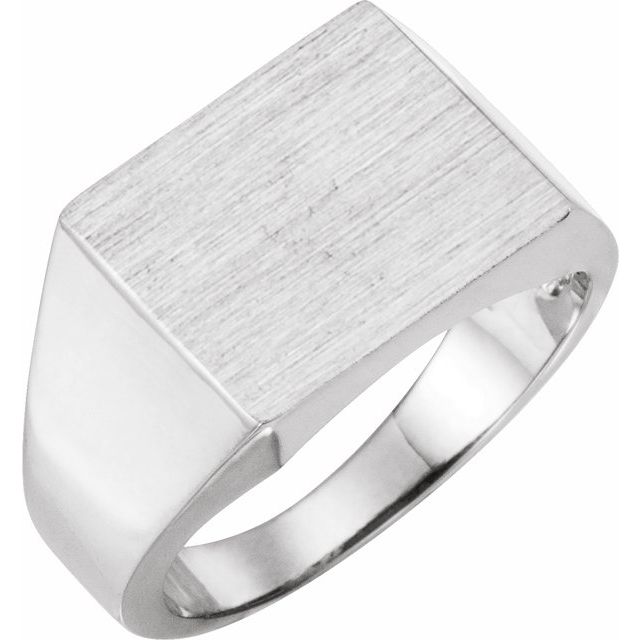 14K White 13.5x13 mm Square Signet Ring