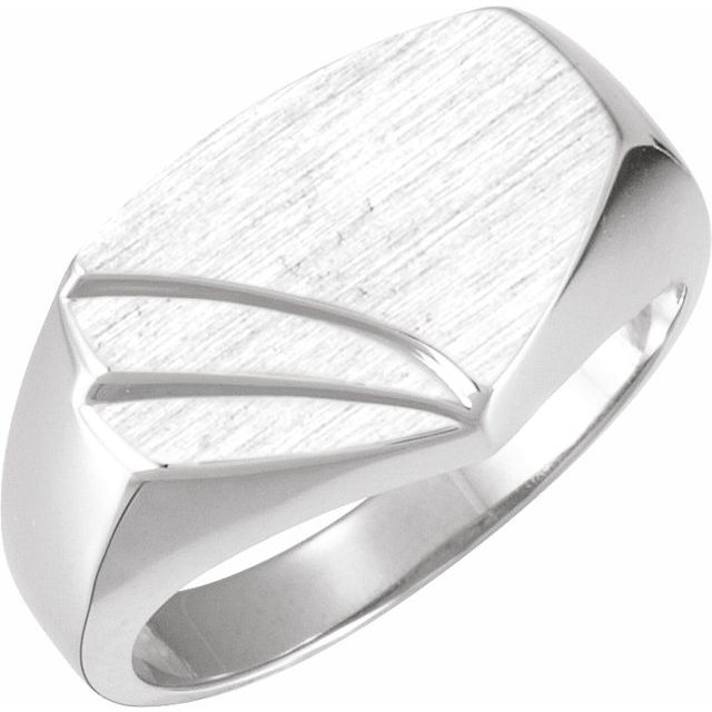 Platinum 13x12 mm Geometric Signet Ring