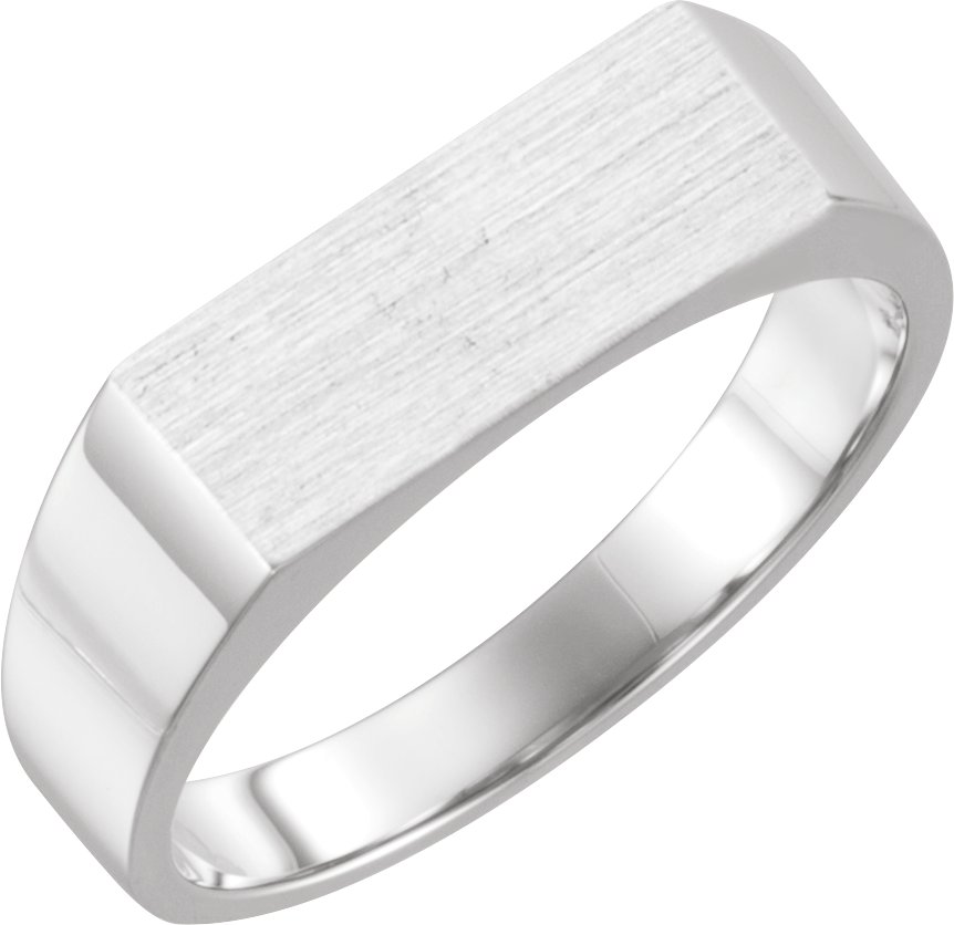 14K White 15x7.5 mm Rectangle Signet Ring