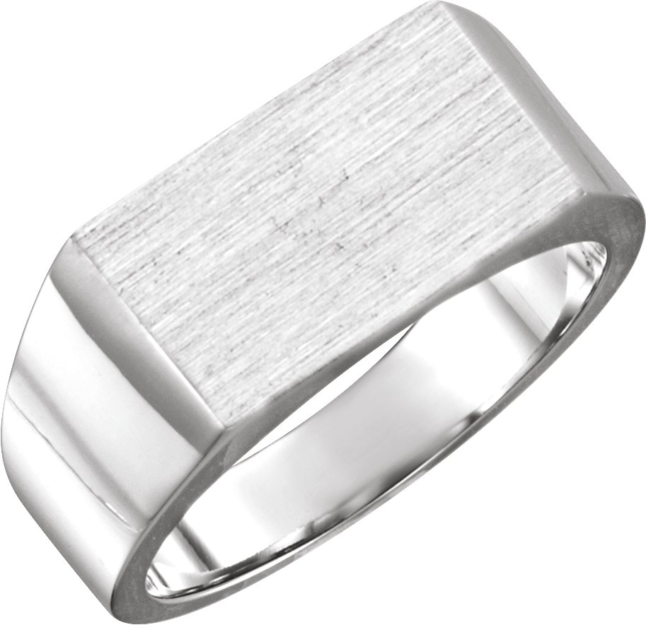 Sterling Silver Signet Ring, Square Brush Top - Polished