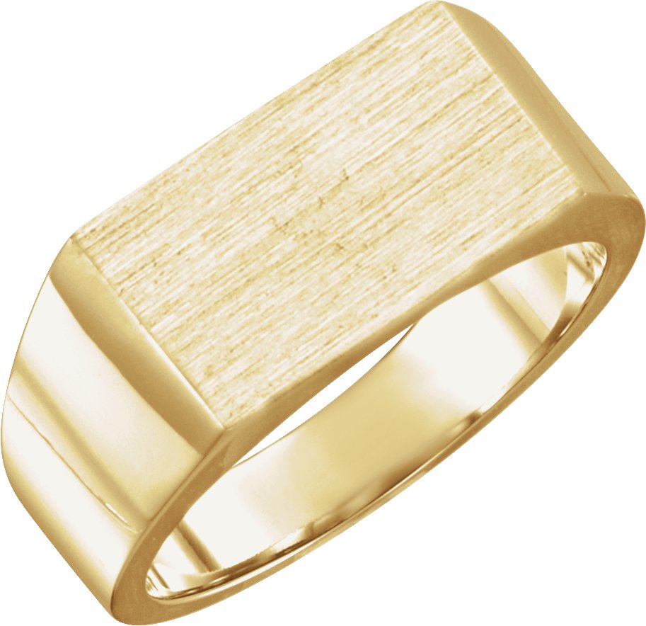 14K Yellow 15x9 mm Rectangle Signet Ring