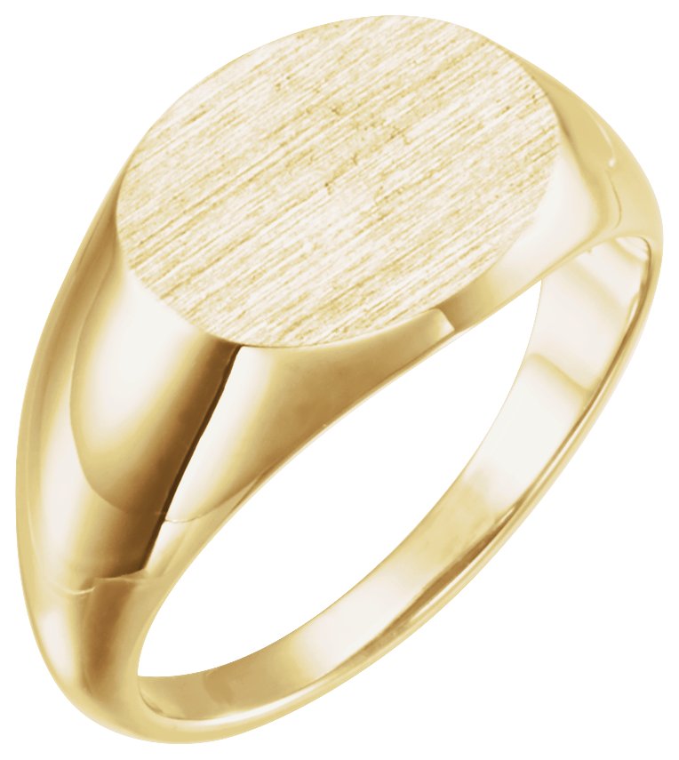 14K Yellow 14x12 mm Oval Signet Ring