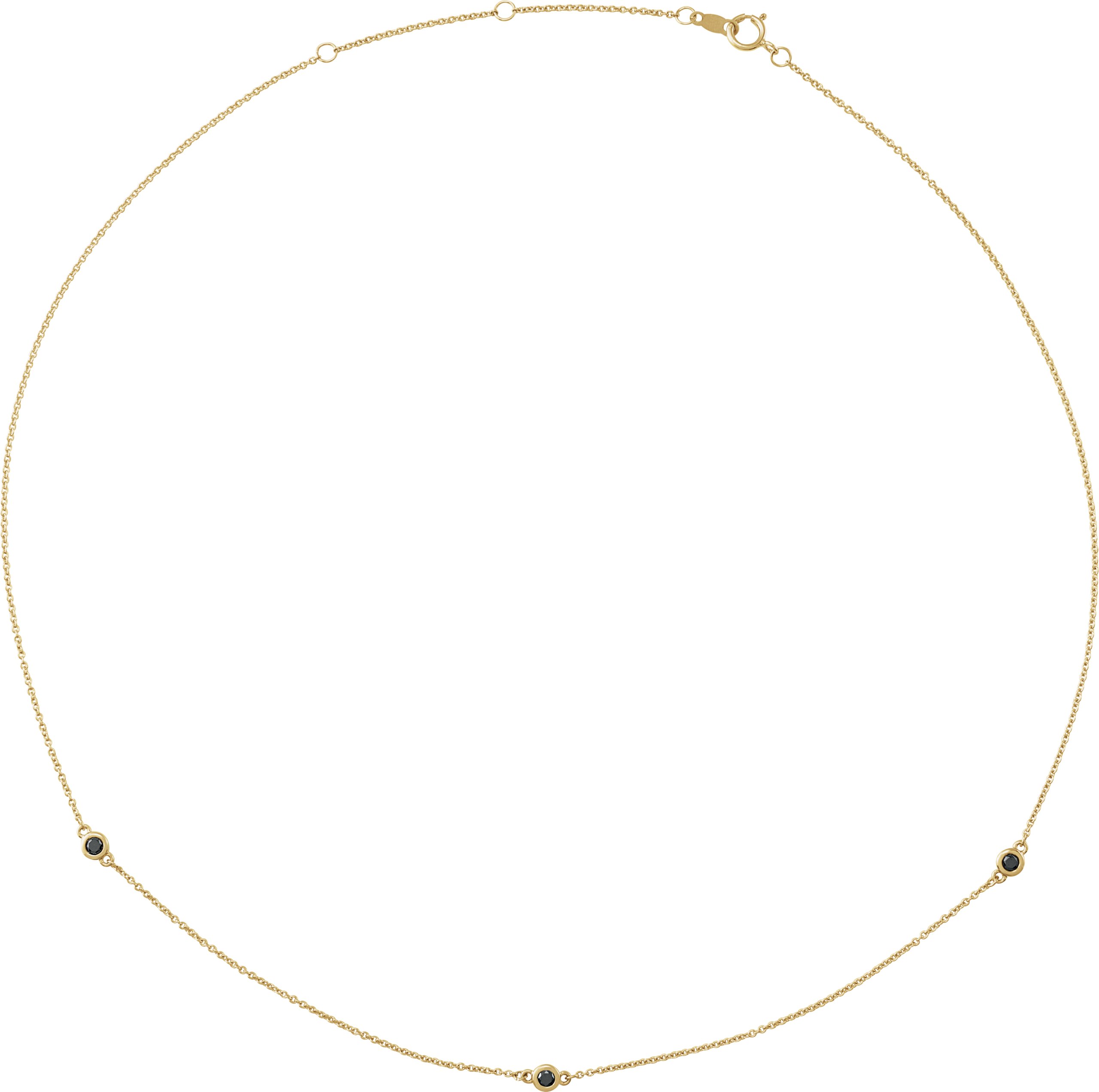 14K Yellow 1/5 CTW Natural Black Diamond 3-Station 16-18" Necklace