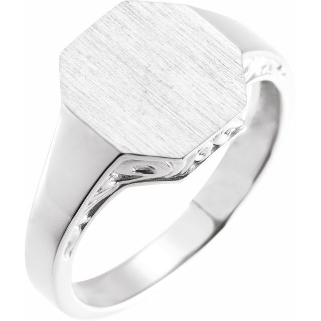 Platinum 13x12 mm Octagon Signet Ring