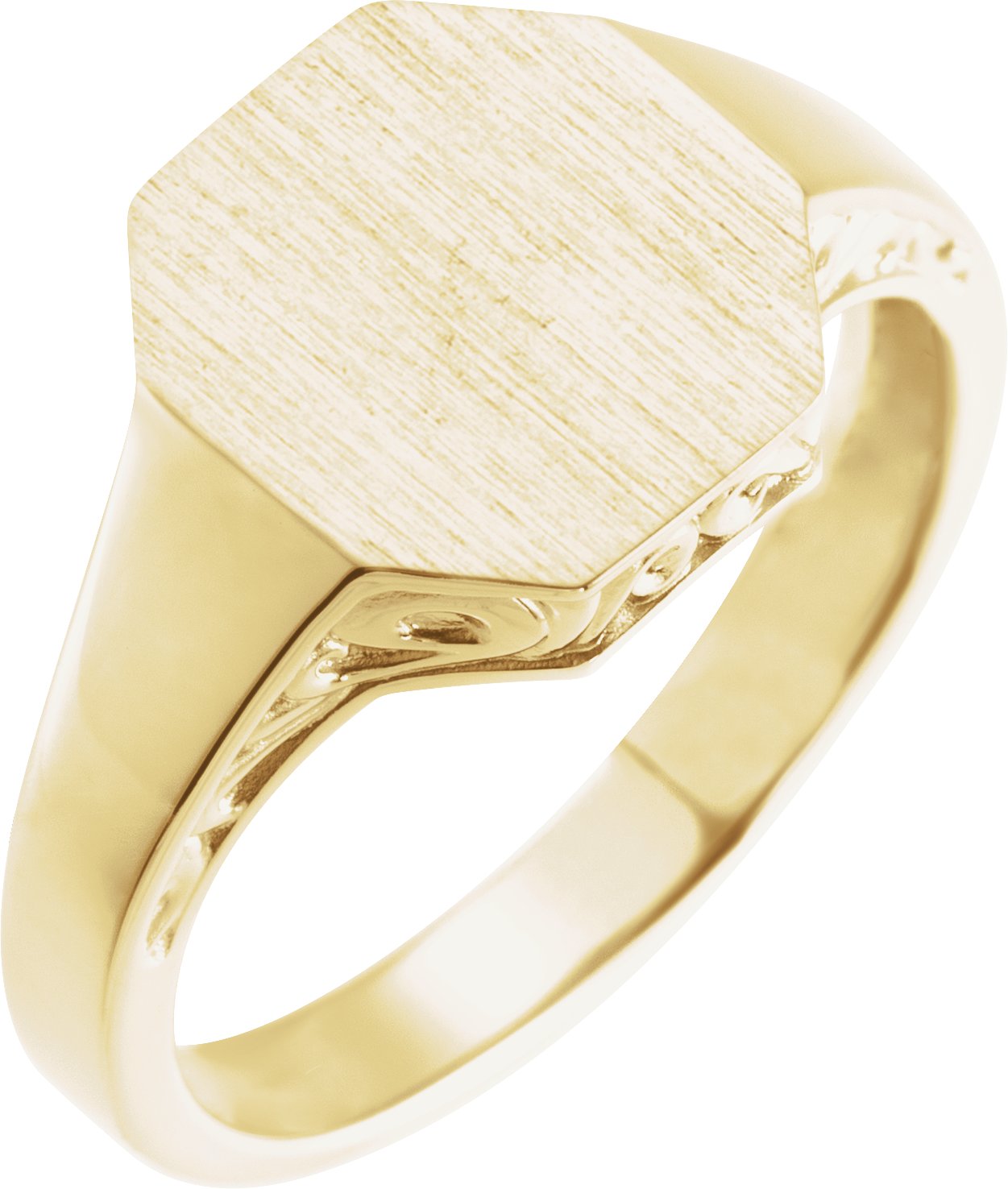 14K Yellow 13x12 mm Octagon Signet Ring