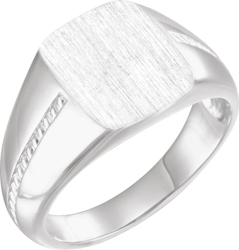 Sterling Silver 13x12 mm Rectangle Signet Ring
