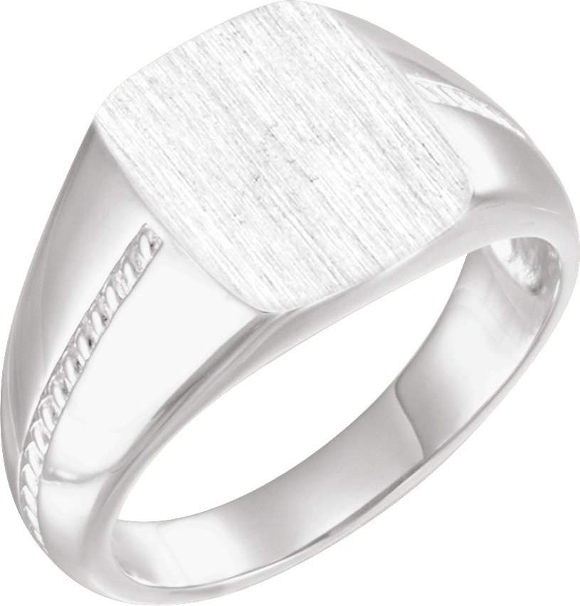 Sterling Silver Signet Ring, Square Brush Top - Polished