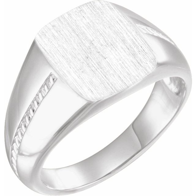 Sterling Silver 13x12 mm Rectangle Signet Ring