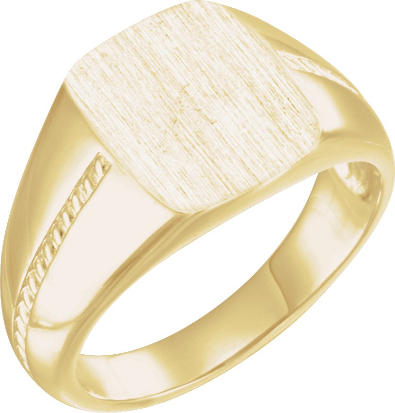 10K Yellow 13x12 mm Rectangle Signet Ring
