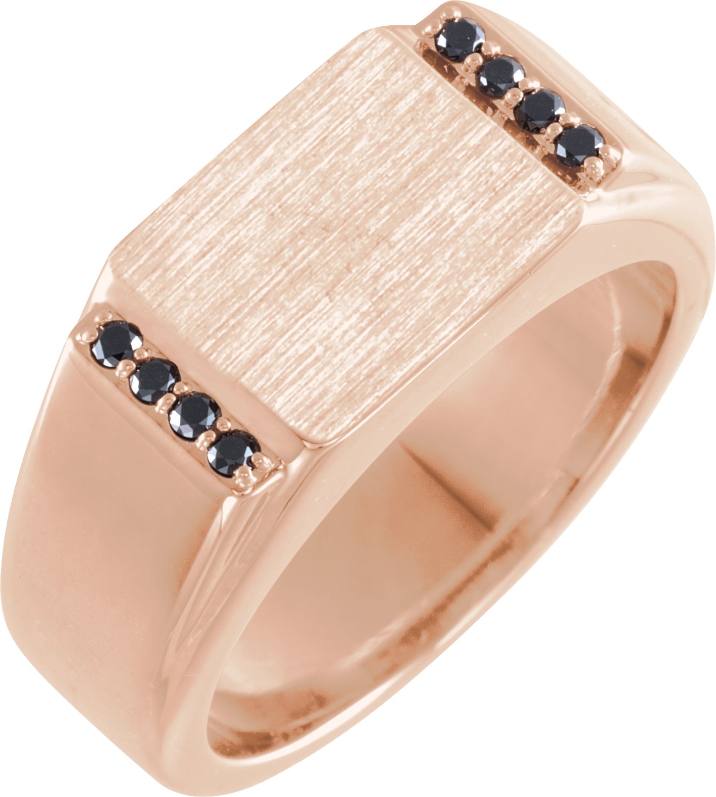 14K Rose 1/10 CTW Natural Black Diamond Signet Ring