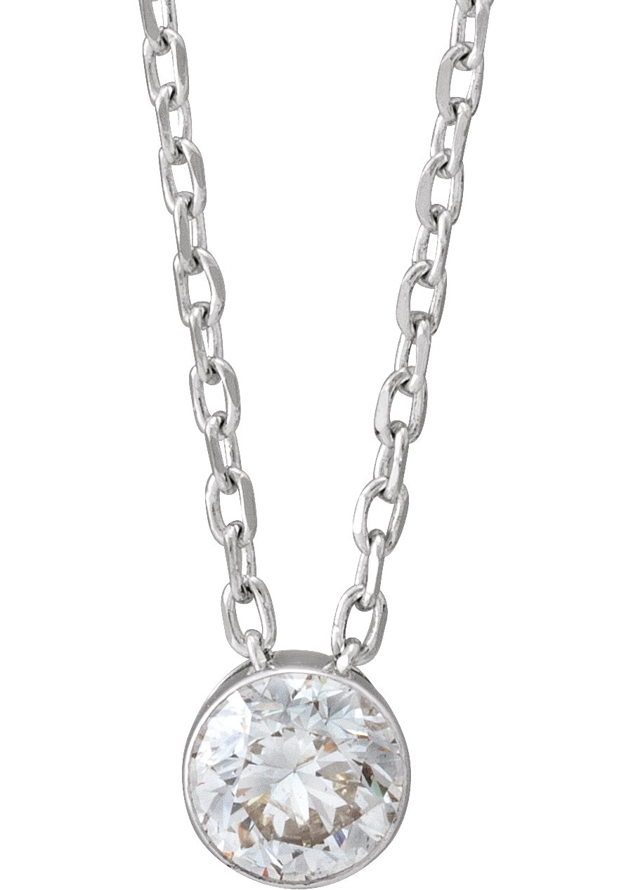 14K White 1/4 CTW Natural Diamond Ultra-Lightweight 16-18" Necklace