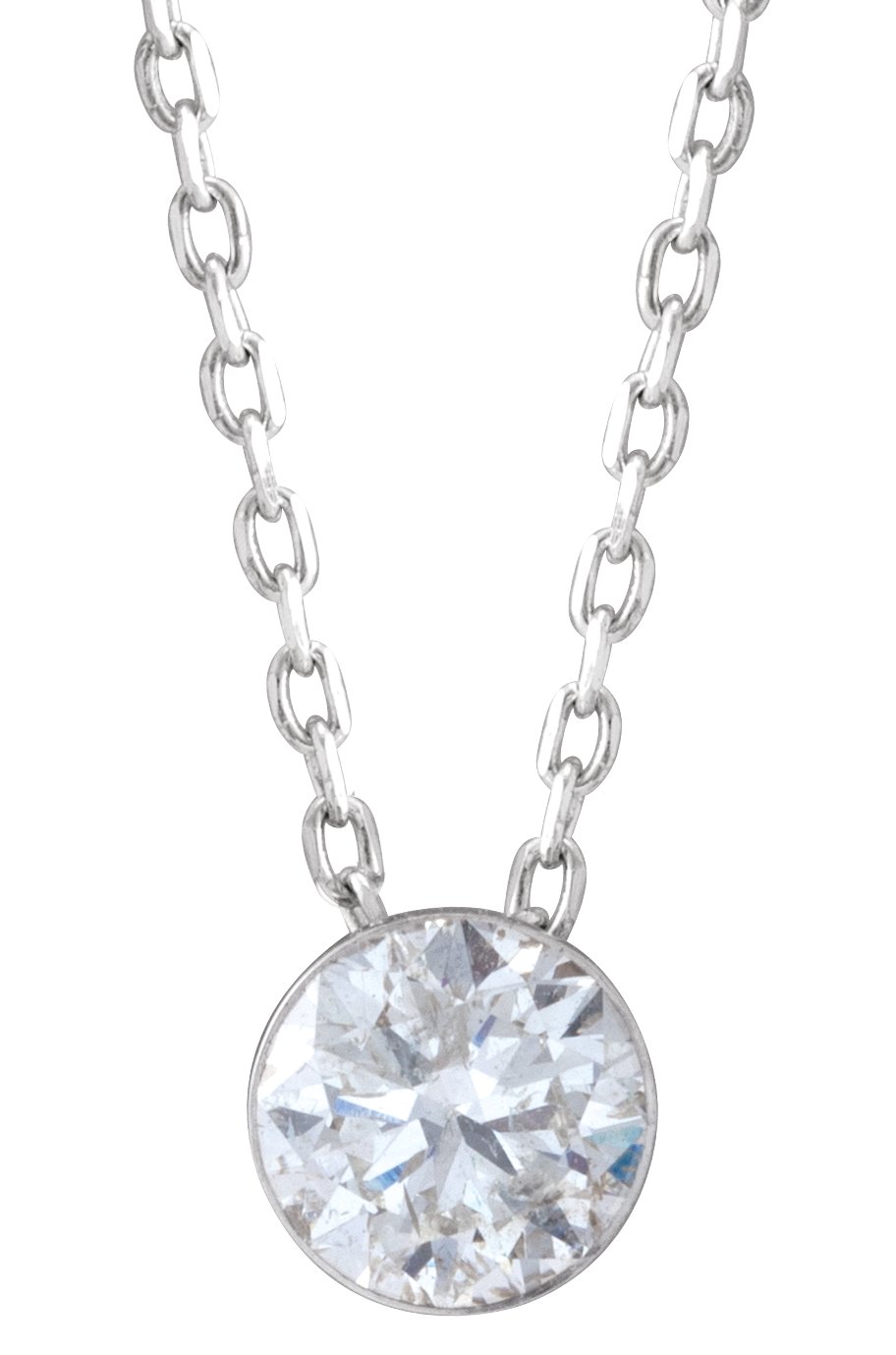 1/2 CTW Natural Diamond Ultra-Lightweight Solitaire Adjustable Necklace – 14K White Gold