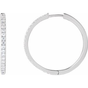 14K White 1/3 CTW Lab-Grown Diamond 22.9 mm Hoop Earrings