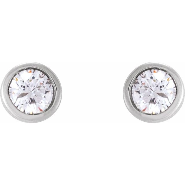 14K White .015 CT Natural Diamond Earring