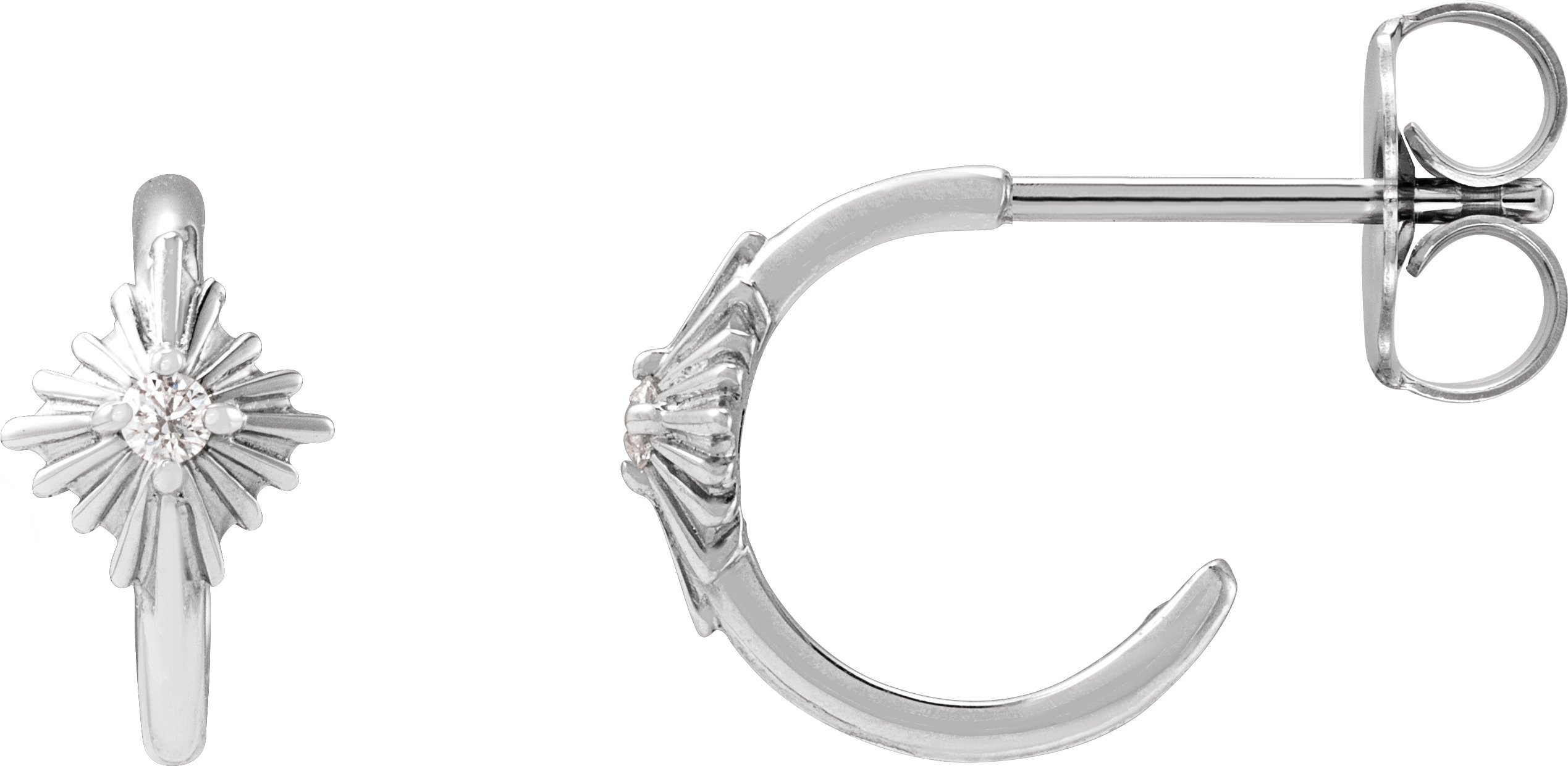 Sterling Silver .03 CTW Natural Diamond 10 mm Starburst Hoop Earrings