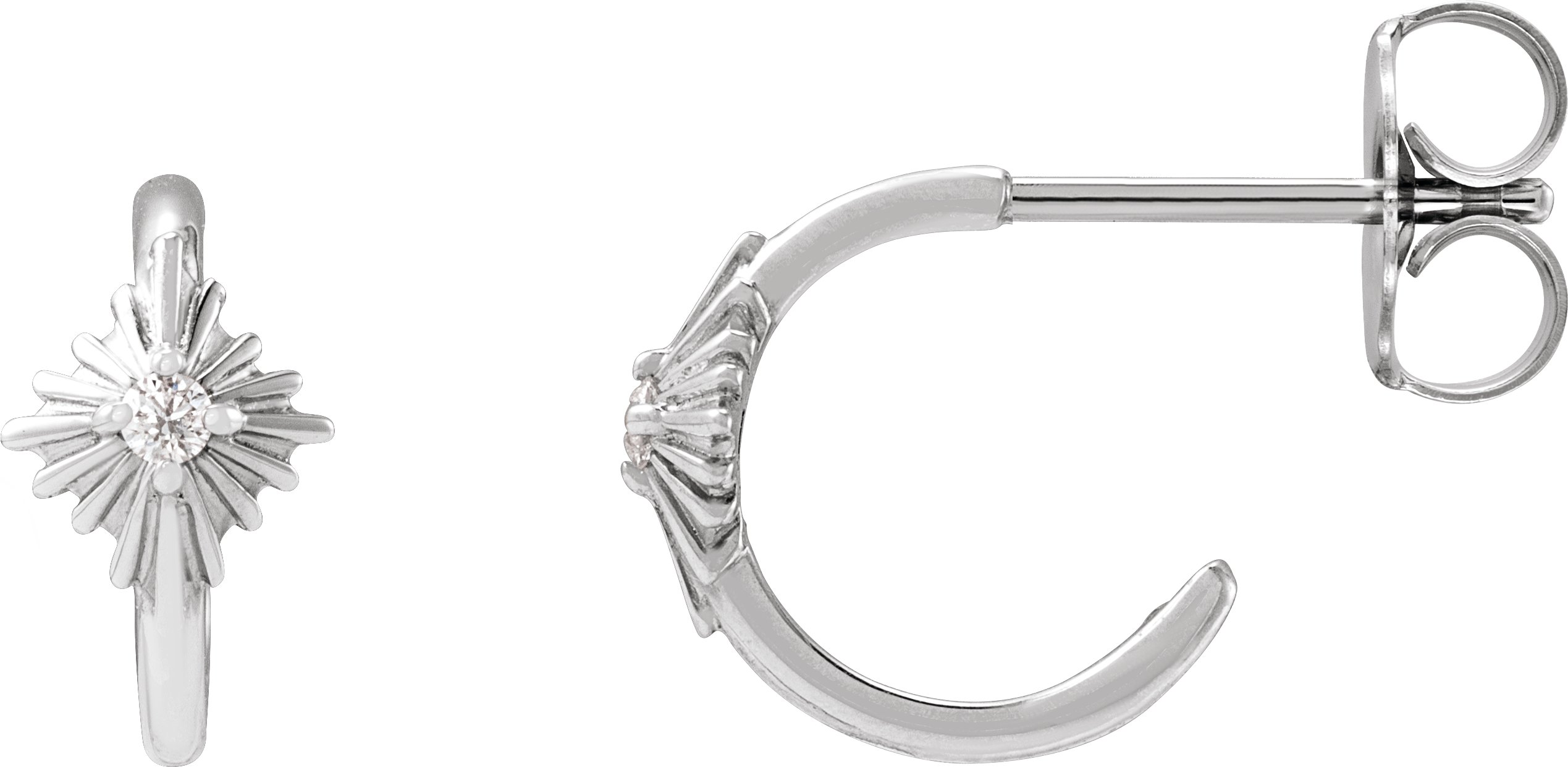 .03 CTW Natural Diamond 10 mm Star Hoop Earrings
