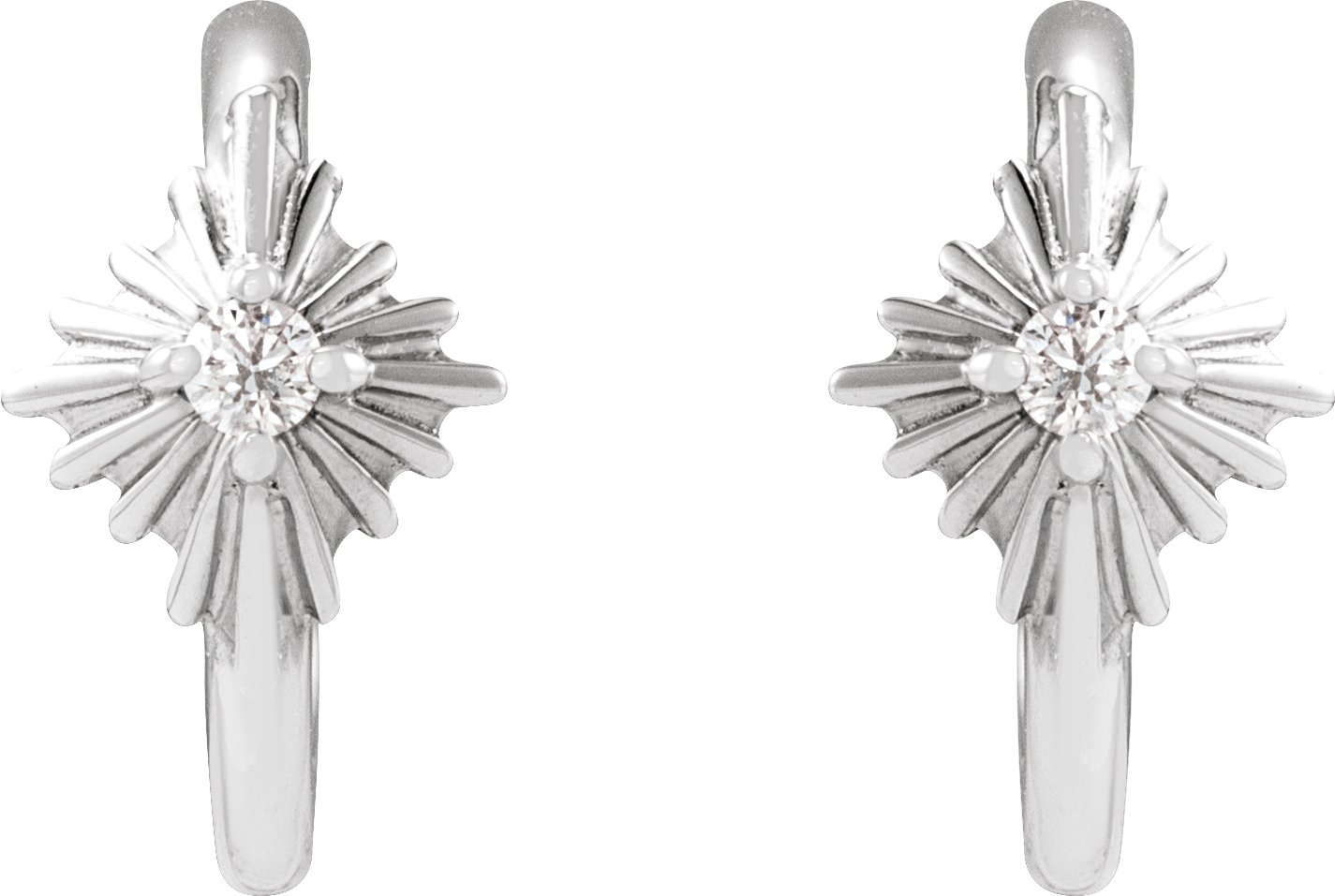 .03 CTW Natural Diamond 10 mm Star Hoop Earrings view 2