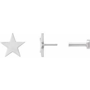 14K White 6.2 mm Star 4mm/5mm Press Fit Earrings