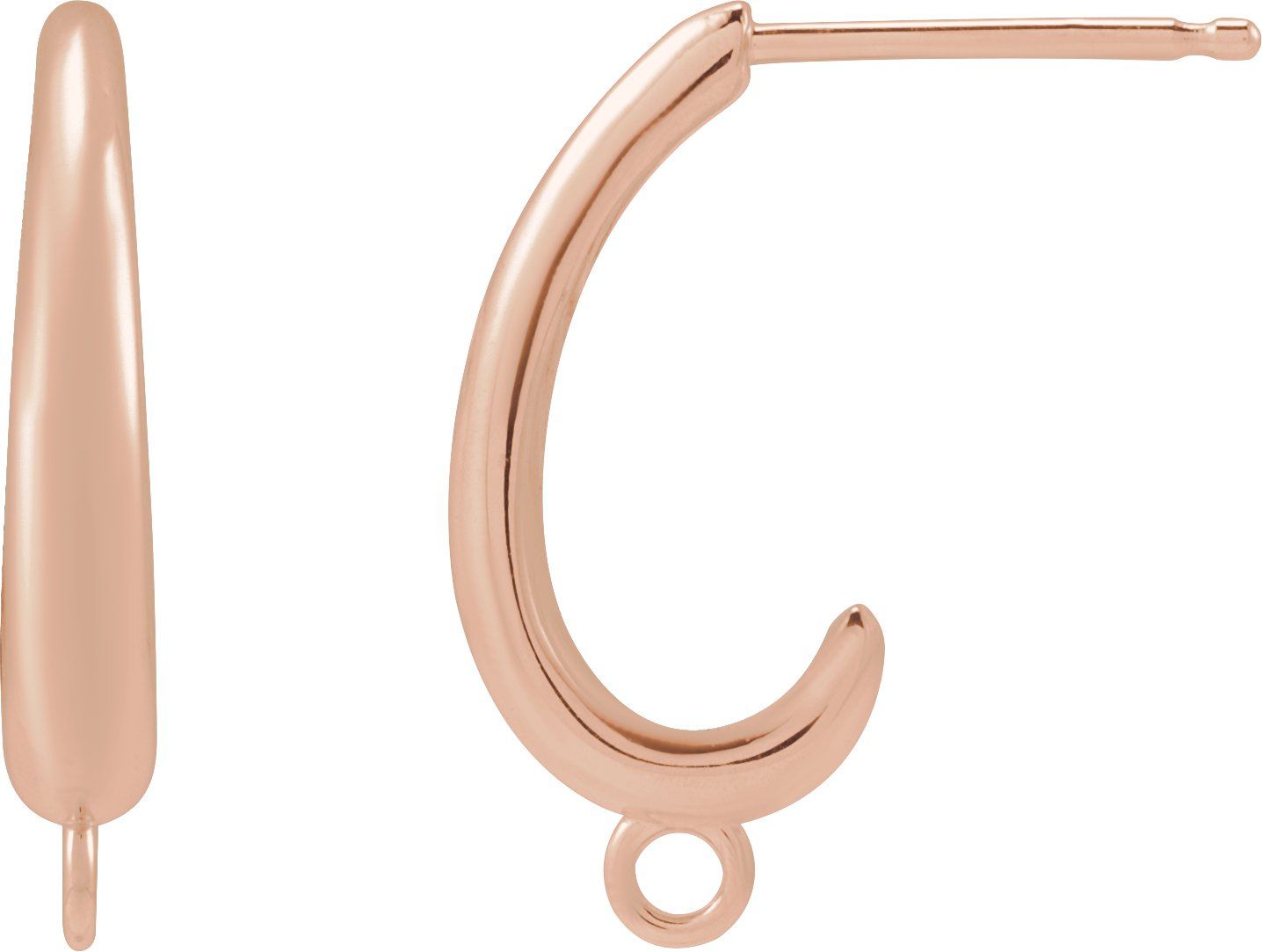18K Rose 15 mm J-Hoop Earring Top