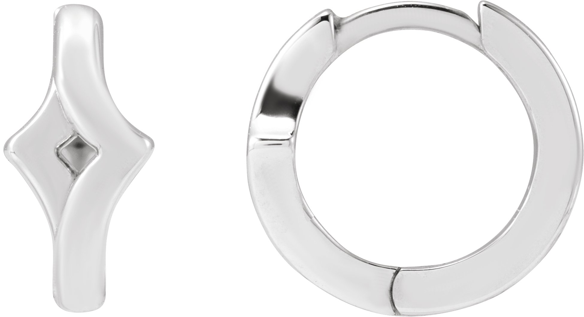 Sterling Silver Geometric Right 12 mm Huge Hoop Earring