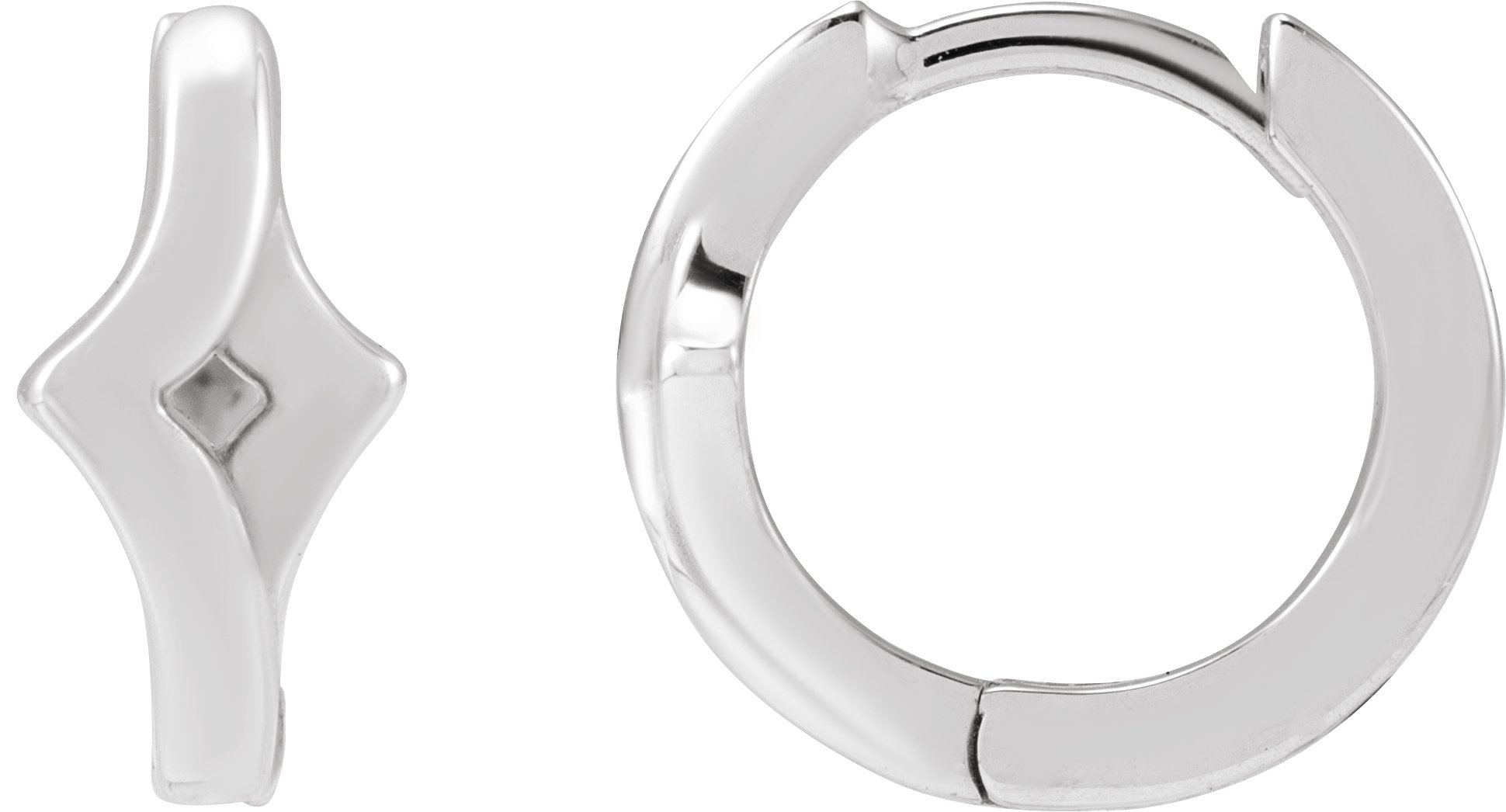14K White Geometric Left 12 mm Huge Hoop Earring