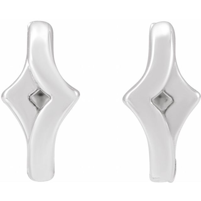 14K White Geometric 12 mm Huge Hoop Earrings